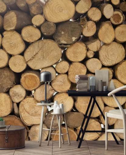 Piles of Logs Wallpaper Mural