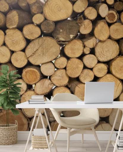 Piles of Logs Wallpaper Mural