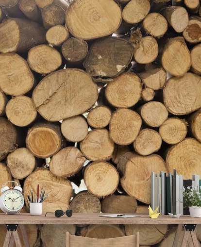 Pilhas de troncos Wallpaper Mural