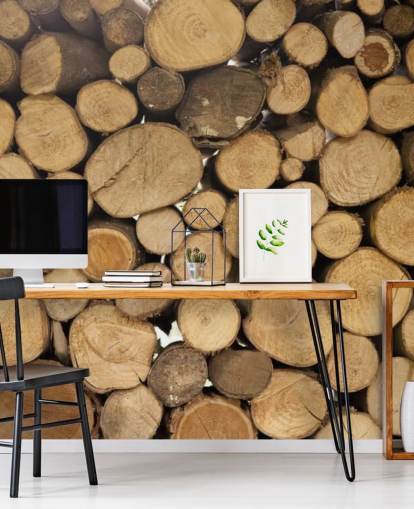 Piles of Logs Wallpaper Mural