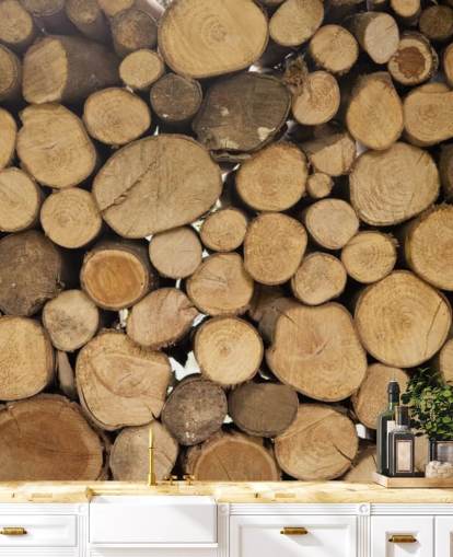 Hauger av logger Bakgrunn Mural