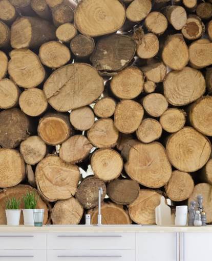 Piles of Logs Wallpaper Mural