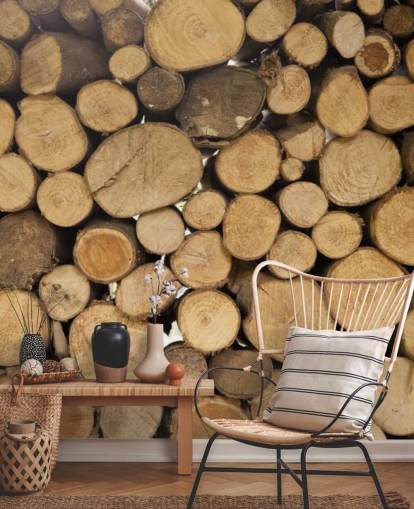 Hauger av logger Bakgrunn Mural