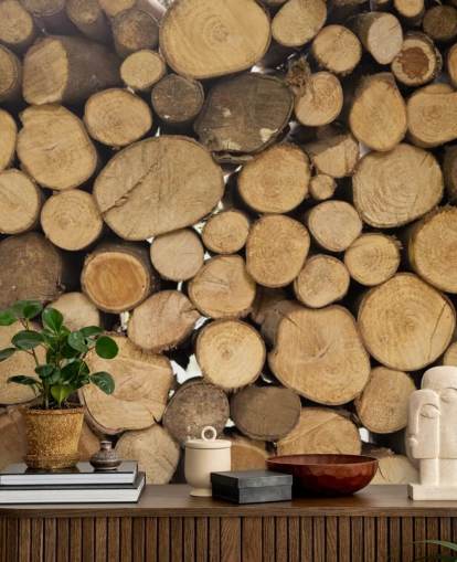 Piles of Logs Wallpaper Mural