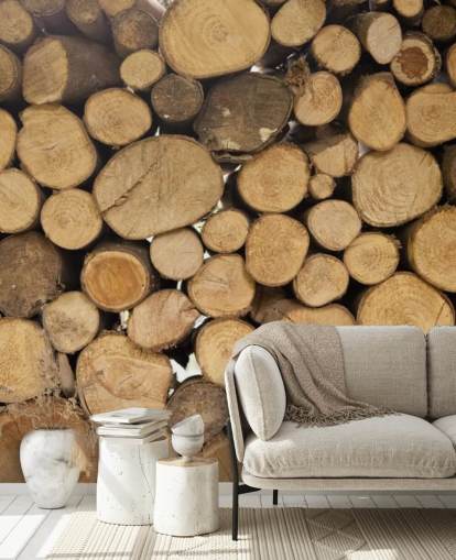 Piles of Logs Wallpaper Mural
