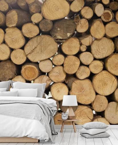 Piles of Logs Wallpaper Mural Piles of Logs Wallpaper Mural
