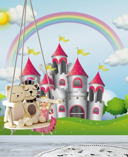 papel de parede unicórnio, princesa e castelo papel de parede unicórnio, princesa e castelo