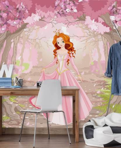 rosa Wald mit wunderschöner Prinzessin-Tapete