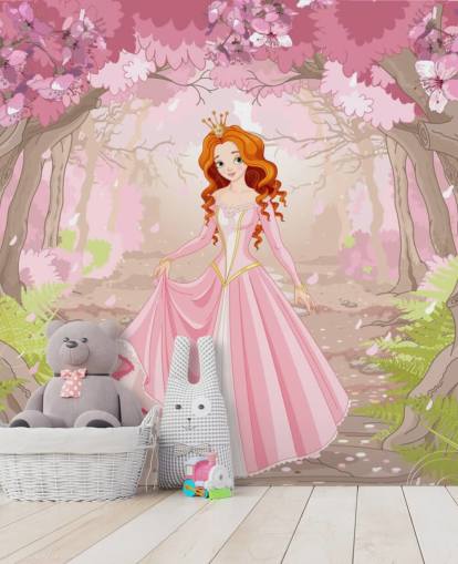 forêt rose avec beau papier peint princesse