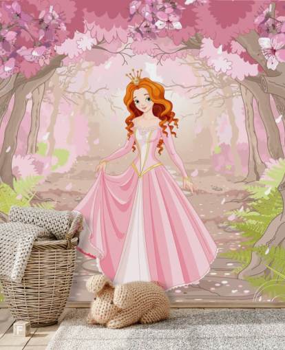 roze bos met prachtig prinsessenbehang