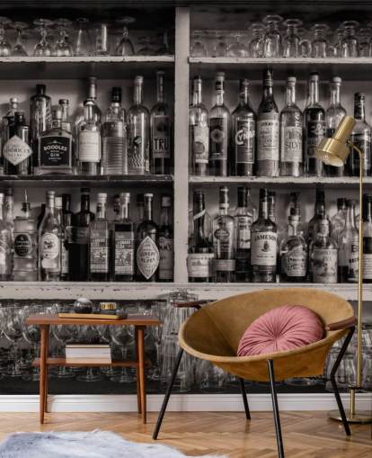 botellas en blanco y negro en el estante detrás de un fondo de pantalla de bar botellas en blanco y negro en el estante detrás de un fondo de pantalla de bar