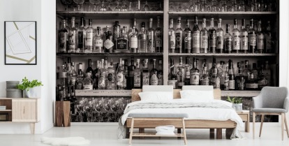 Wallpaper Behind Bar Shelves