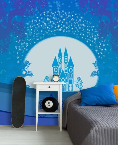 blauw paleis en Assepoester-pompoenkoets behang