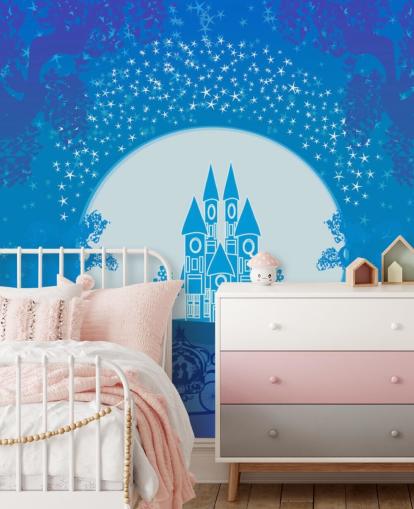 blue palace and cinderella pumpkin carriage wallpaper