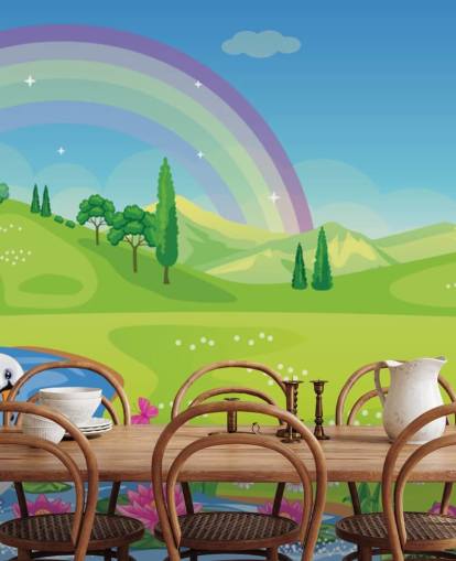 papel pintado princesa palacio, cisne y arco iris papel pintado princesa palacio, cisne y arco iris