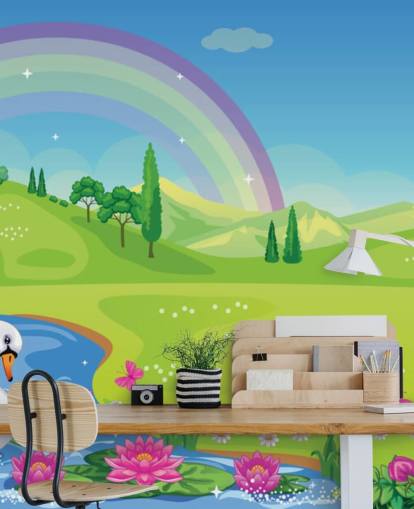 princess palace, swan and rainbow wallpaper princess palace, swan and rainbow wallpaper