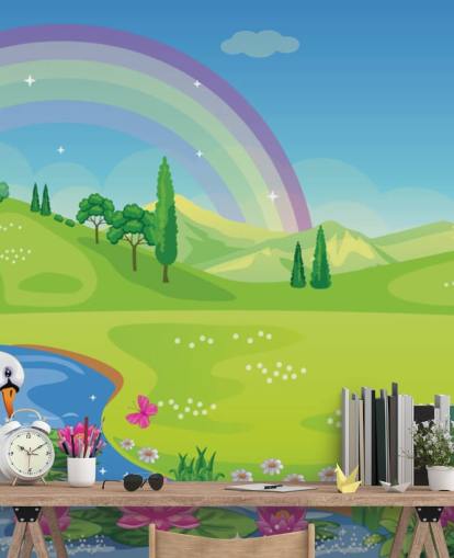 princess palace, swan and rainbow wallpaper princess palace, swan and rainbow wallpaper