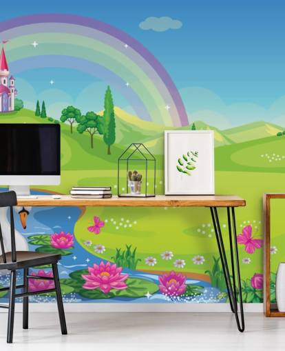 princess palace, swan and rainbow wallpaper princess palace, swan and rainbow wallpaper