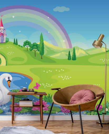princess palace, swan and rainbow wallpaper princess palace, swan and rainbow wallpaper