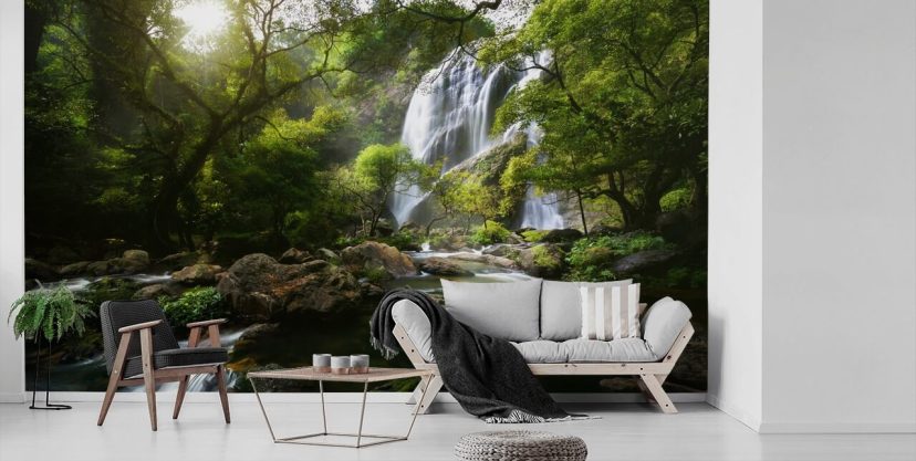 fond d'écran photo cascade de montagne et ruisseau