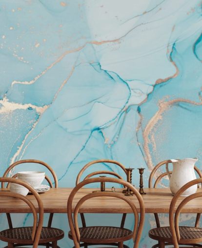 pale blue and gold customisable marble wallpaper mural called Dreamy Blue Watercolour for bedrooms, kitchens or bathrooms pale blue and gold customisable marble wallpaper mural called Dreamy Blue Watercolour for bedrooms, kitchens or bathrooms