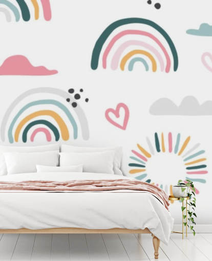 pastel rainbow doodles wallpaper