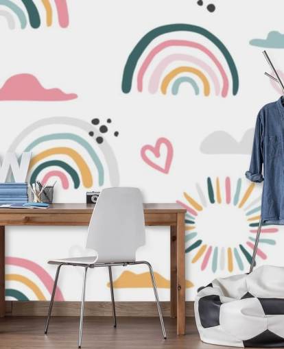 pastel rainbow doodles wallpaper