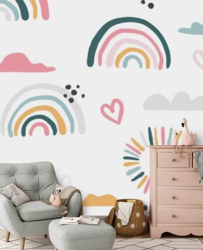 pastel rainbow doodles wallpaper