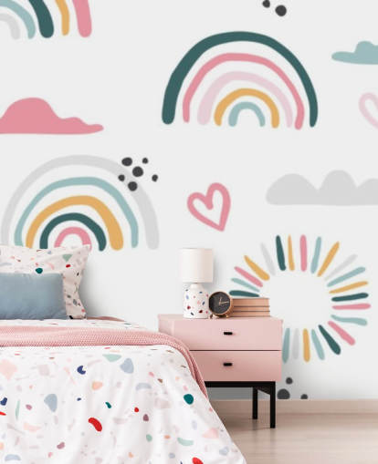 pastel rainbow doodles wallpaper