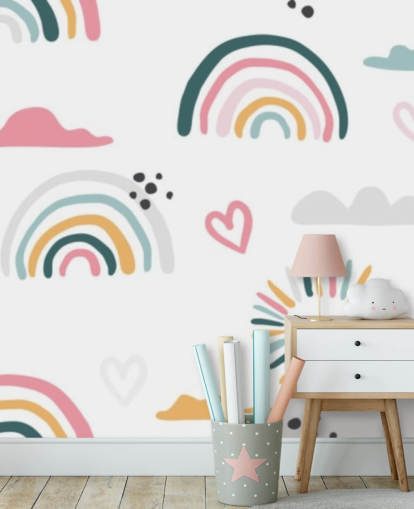 carta da parati pastel rainbow doodles