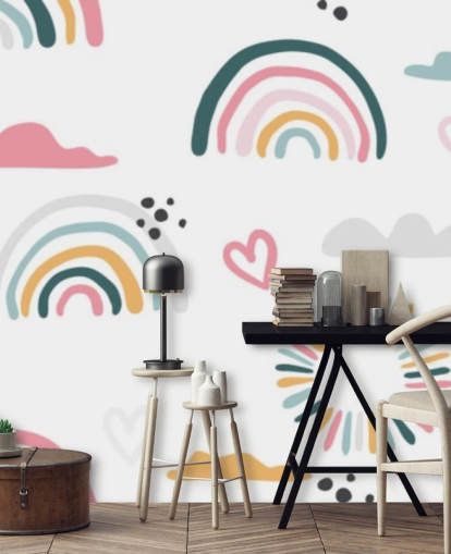 pastel rainbow doodles wallpaper
