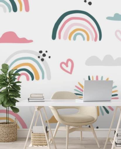 carta da parati pastel rainbow doodles