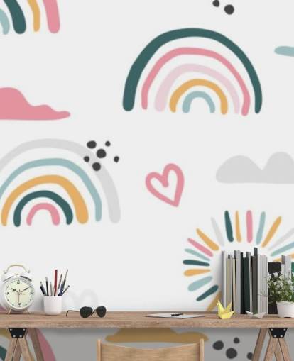 papier peint pastel arc-en-ciel doodles