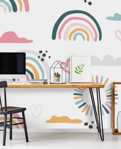 pastel rainbow doodles wallpaper