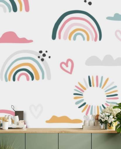pastel rainbow doodles wallpaper