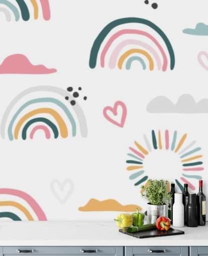 pastellfarbene Regenbogen-Kritzeltapete pastellfarbene Regenbogen-Kritzeltapete