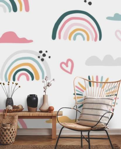 papel de parede pastel rainbow doodles