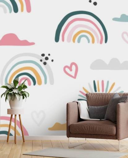 pastel rainbow doodles wallpaper