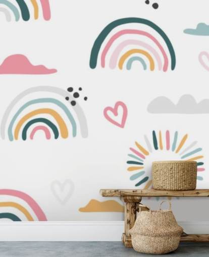 fondo de pantalla pastel Rainbow Doodles