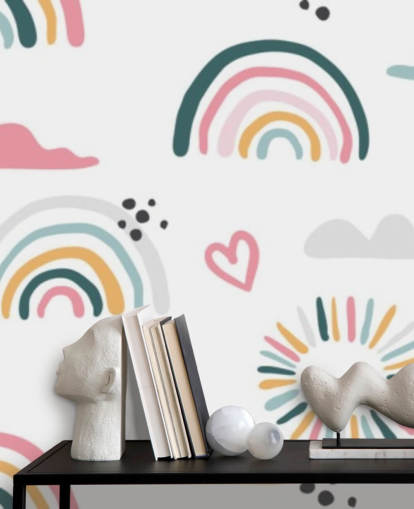 papel de parede pastel rainbow doodles