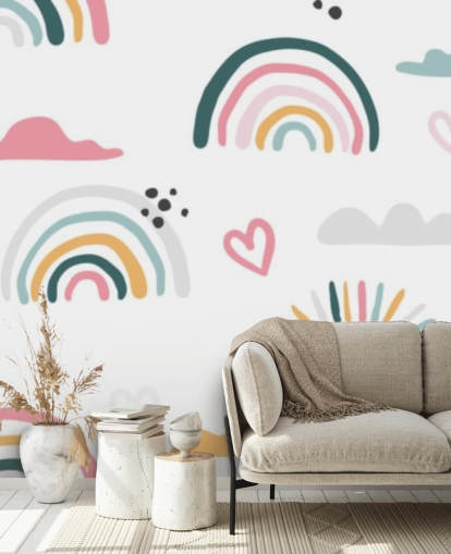 pastel rainbow doodles wallpaper