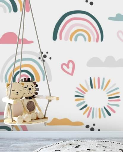 fondo de pantalla pastel Rainbow Doodles