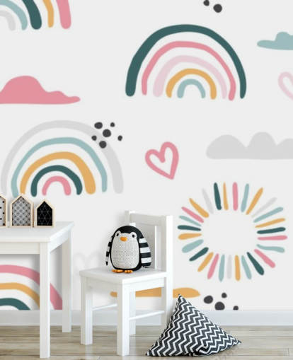 carta da parati pastel rainbow doodles