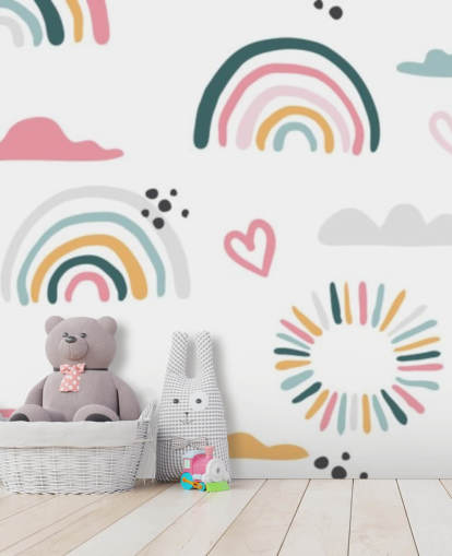 pastel rainbow doodles wallpaper