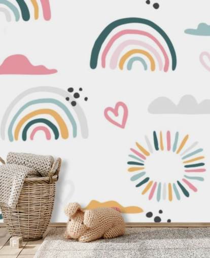 carta da parati pastel rainbow doodles