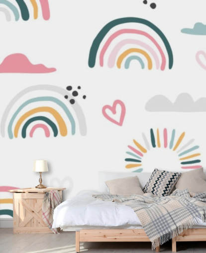 pastel rainbow doodles wallpaper