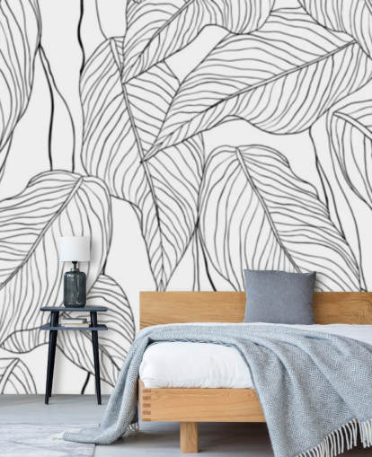 papel pintado de hojas tropicales ilustradas papel pintado de hojas tropicales ilustradas