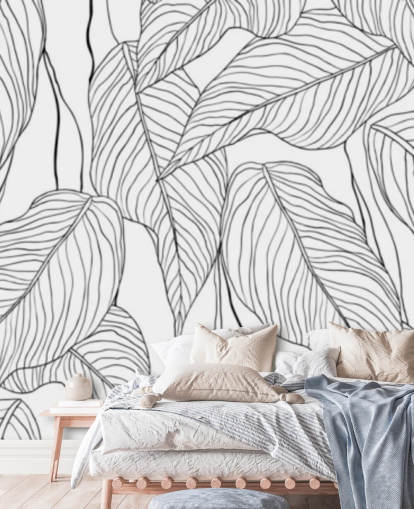 papel pintado de hojas tropicales ilustradas