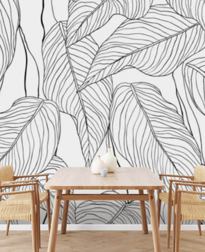 illustrated tropical leaves wallpaper