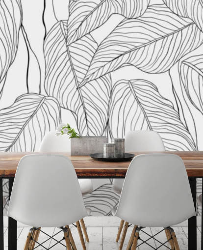 illustrated tropical leaves wallpaper